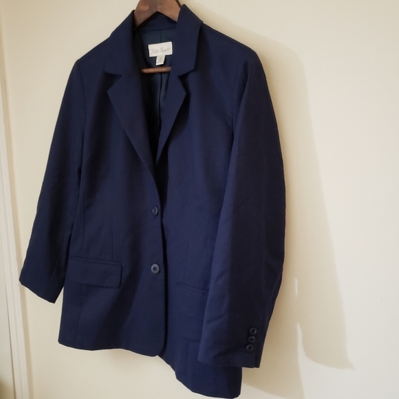 Vintage Lester Square Wool Blazer Navy Blue Size 12 - Picture 4 of 12